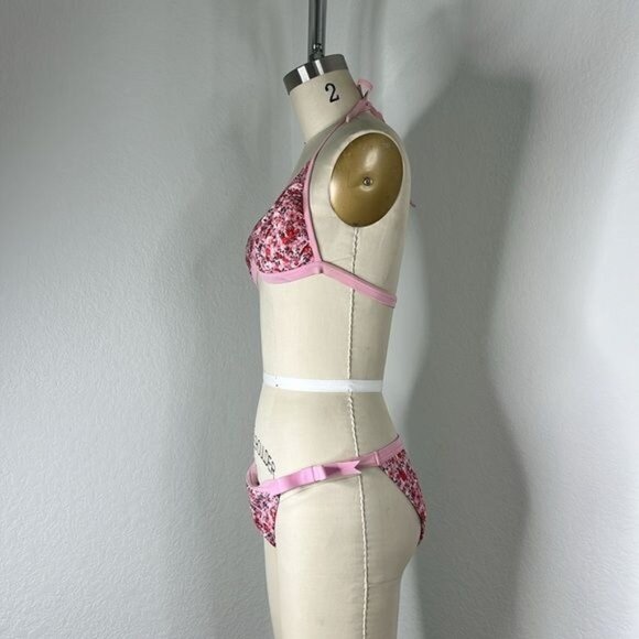 Dolce & Gabbana Beachwear Pink Floral Triangle Bow Bikini - Picture 4 of 12